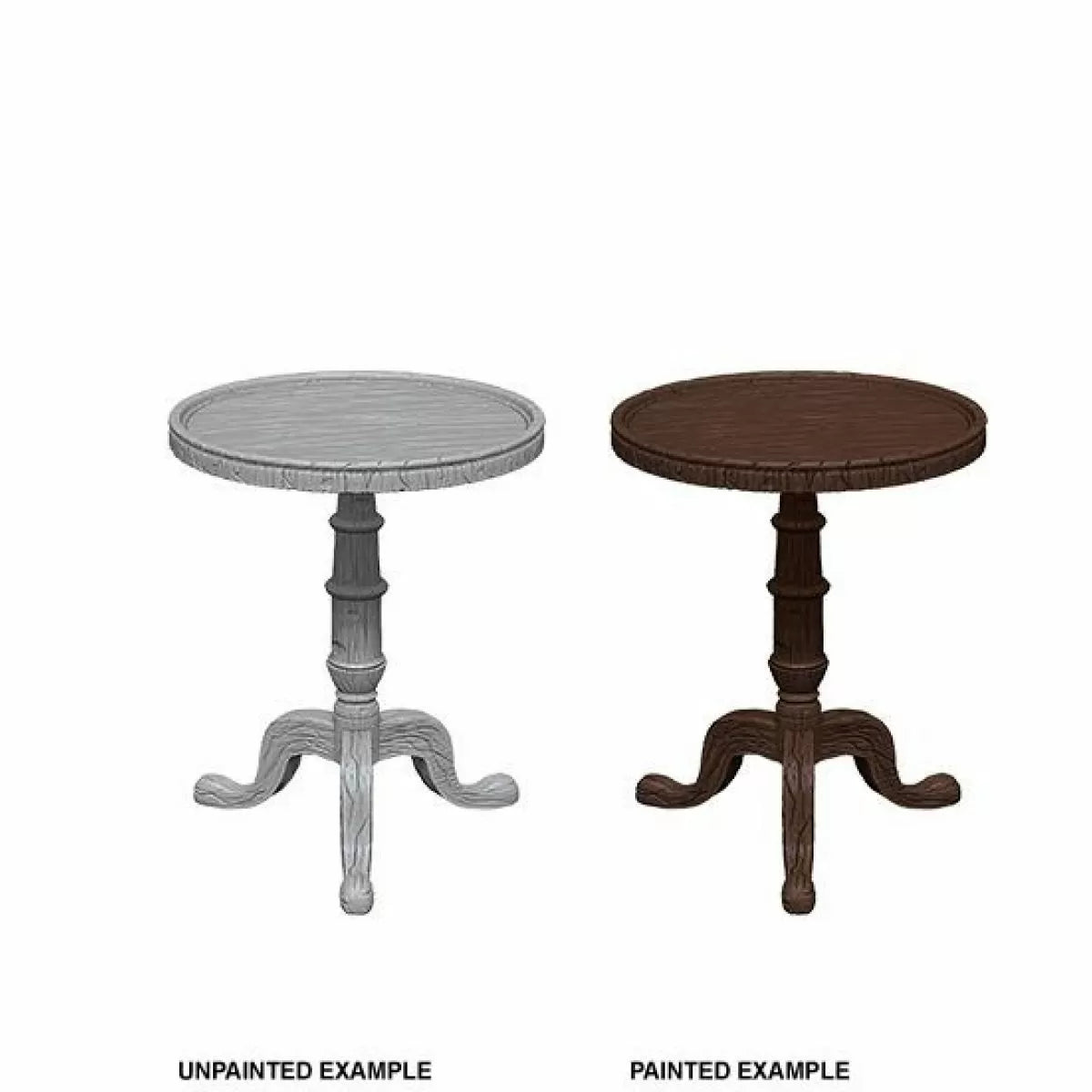 a table with a wooden top and a painted example