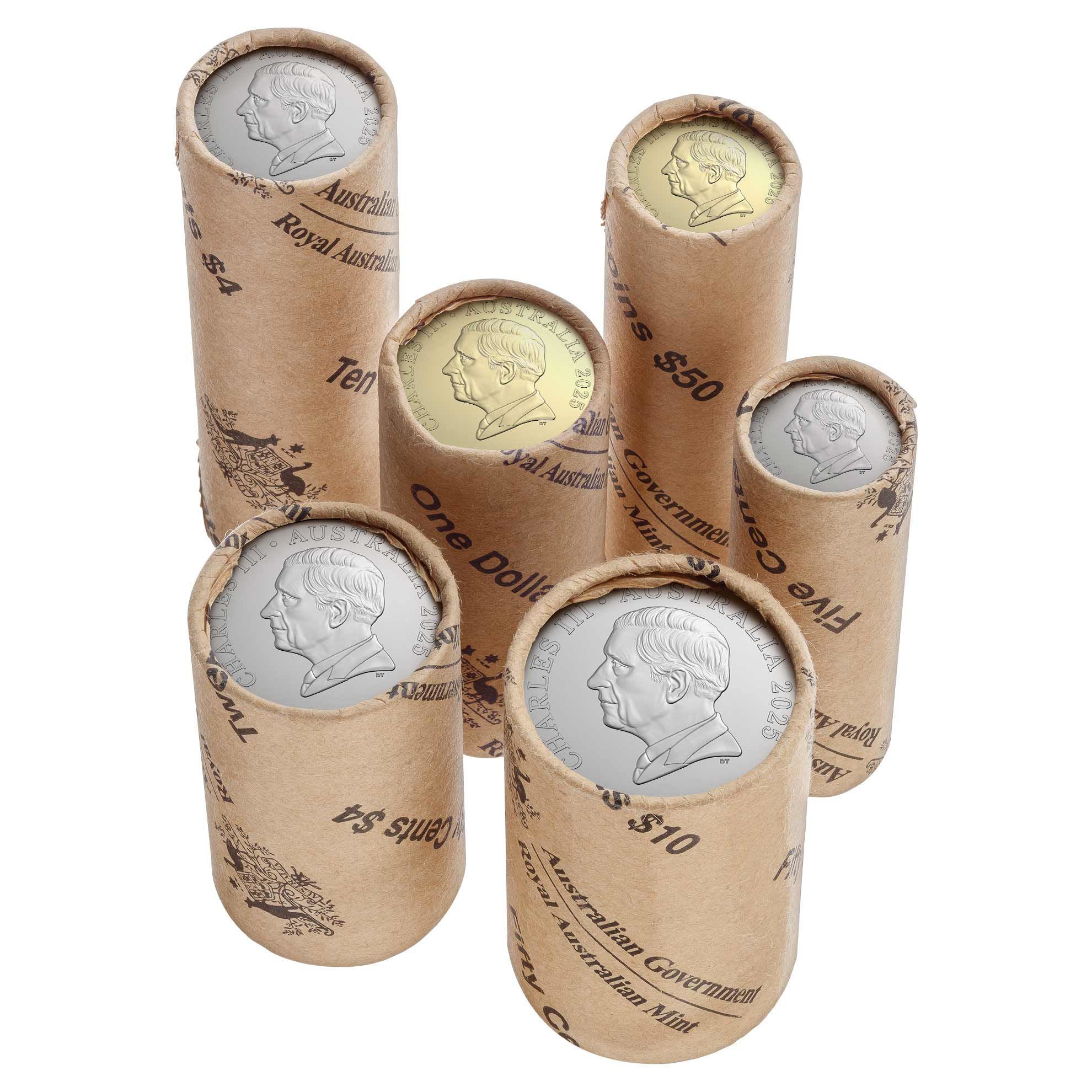 a group of rolls of rolled up coins