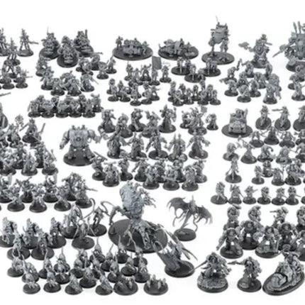 a large collection of warhammer miniatures