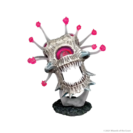 a skull with pink eyes and teeth on a white background