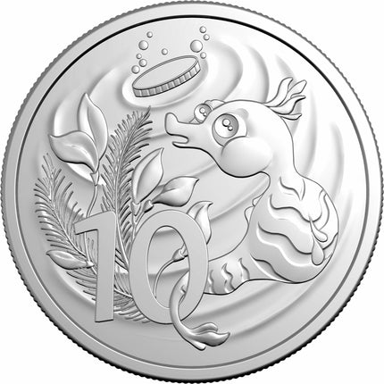 a silver coin with an image of a dog on it
