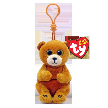 TY Beanie Bellies Duncan the brown bear clip-on plush