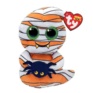 TY Beanie Boos Mumford the mummy-style Halloween ghost with spider plush