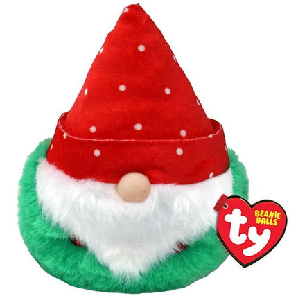 TY Beanie Balls Topsy the Christmas gnome plush ball, red hat