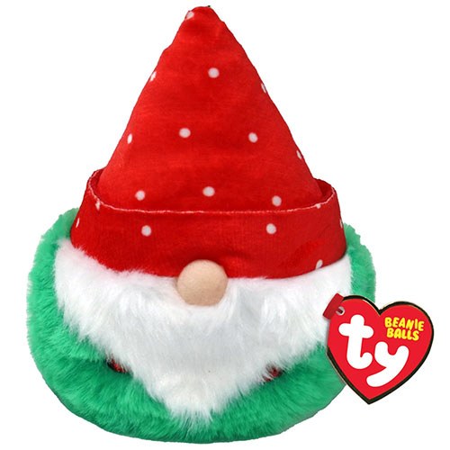 TY Beanie Balls Topsy the Christmas gnome plush ball, red hat