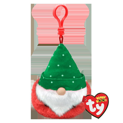 TY Beanie Boos Turvey the Christmas gnome key clip in green hat