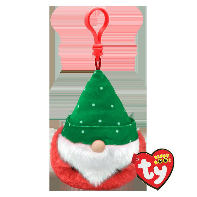 TY Beanie Boos Turvey the Christmas gnome key clip in green hat