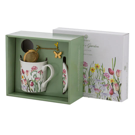 a green box with a cup and spoon inside of it