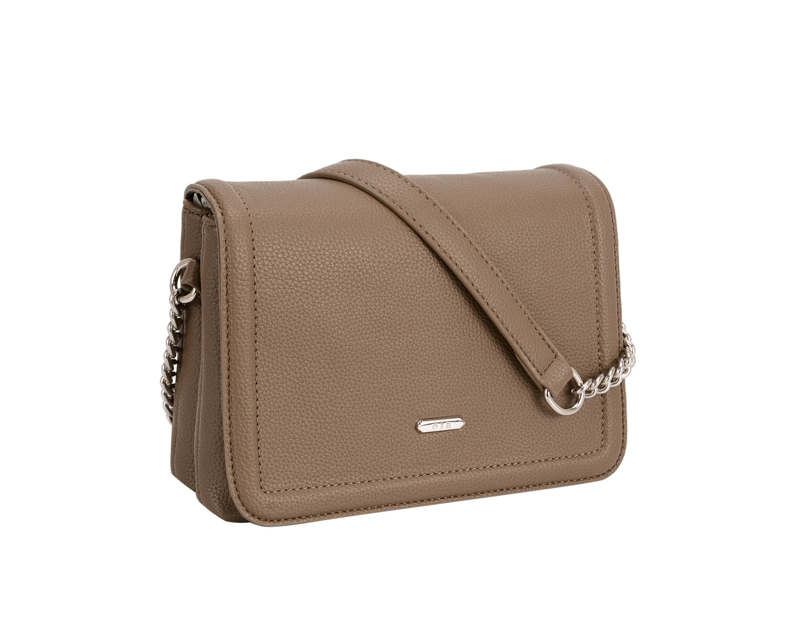 Classic Flapover Crossbody Bag Taupe
