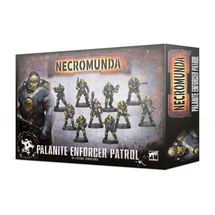 Necromunda Palanite Enforcer Patrol box art, official Games Workshop packaging