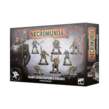 Necromunda Palanite Enforcer Captains and Sergeants box art, official Games Workshop packaging