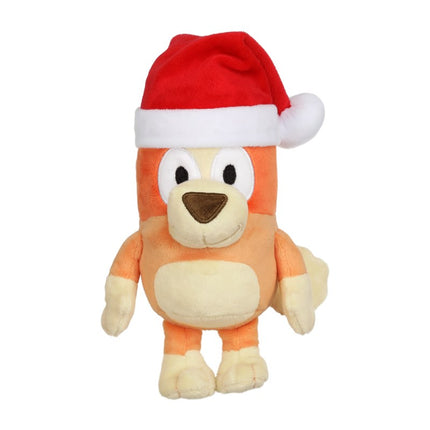 Bluey and Friends 20cm plush - Bingo wearing a Santa hat, festive edition
