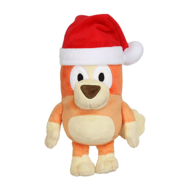 Bluey and Friends 20cm plush - Bingo wearing a Santa hat, festive edition