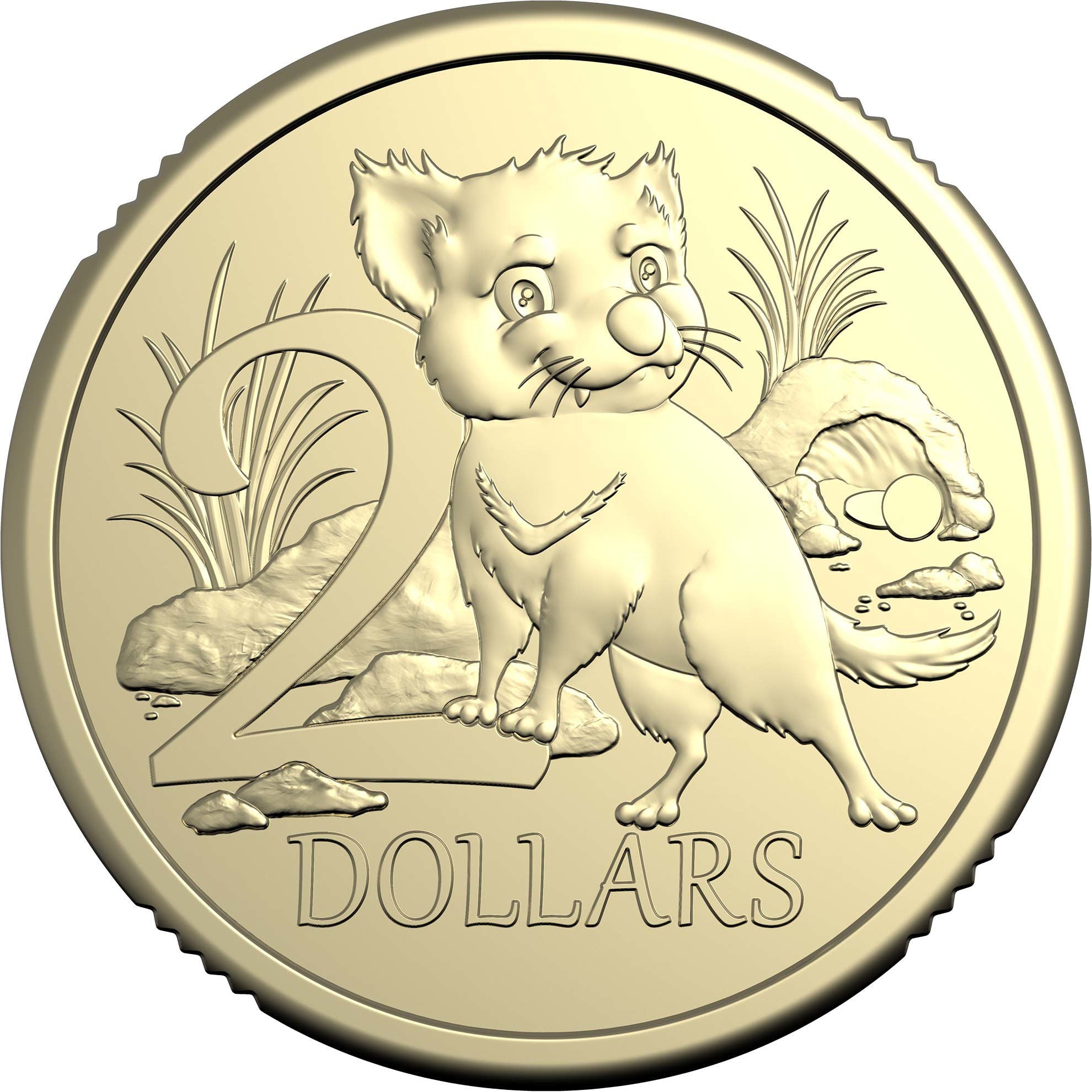 a close up of a coin with a cat on it