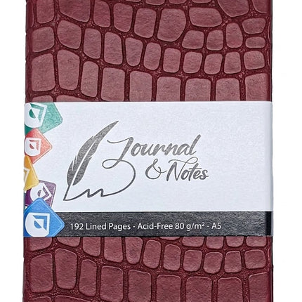 Journal A5 Slim - Faux Croc Skin - Burgundy Red