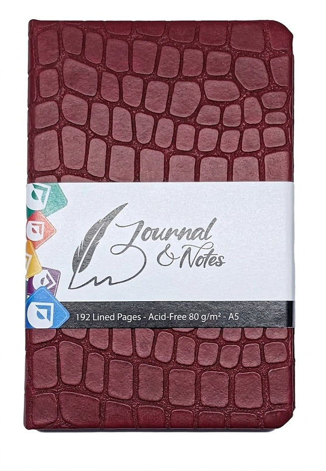 Journal A5 Slim - Faux Croc Skin - Burgundy Red