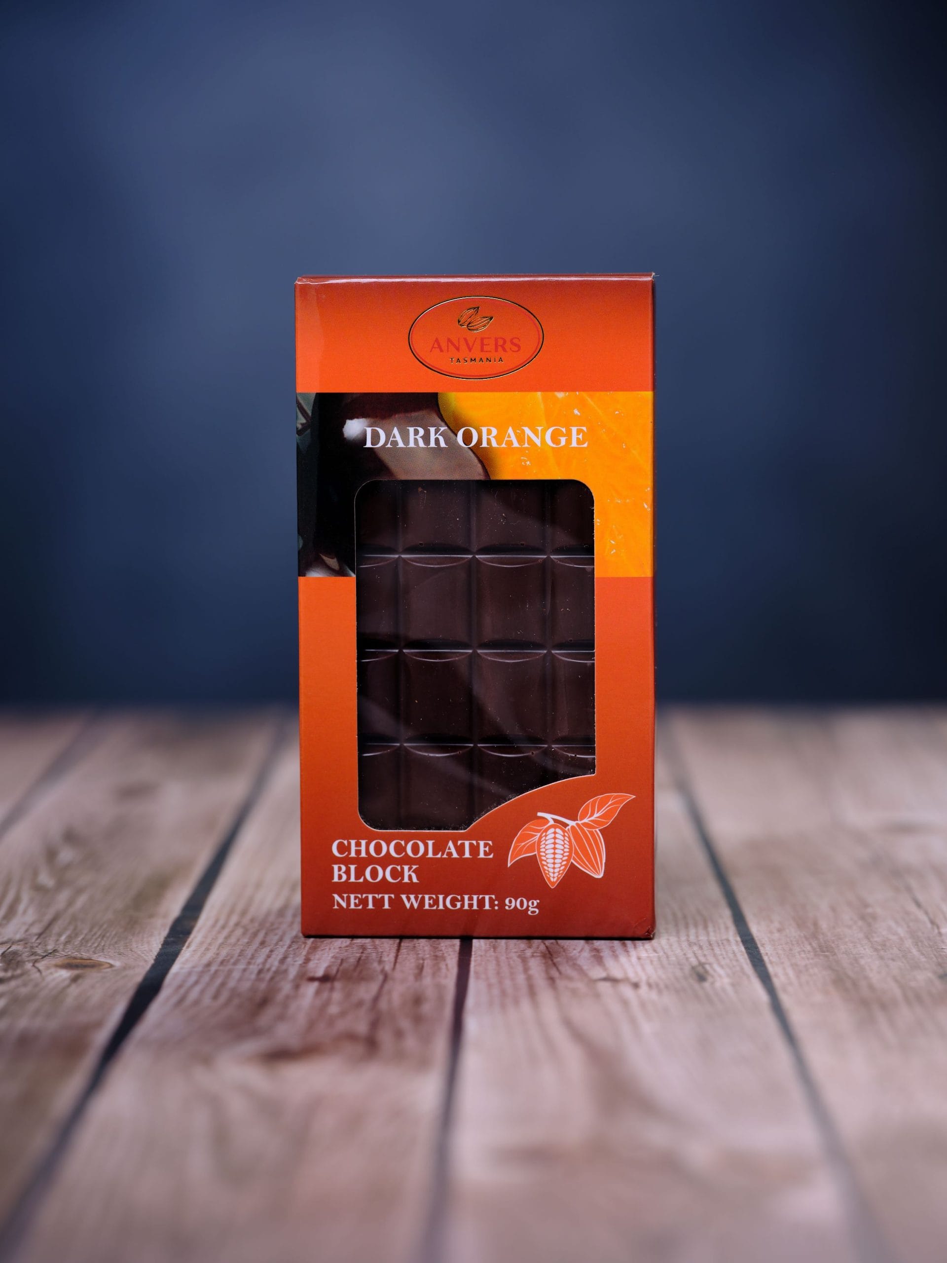 Anvers Tasmania Dark Orange Chocolate Block 90g