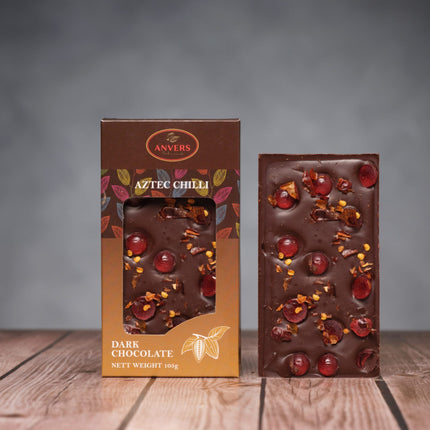 Anvers Tasmania Aztec Chilli Dark Chocolate Block 105g