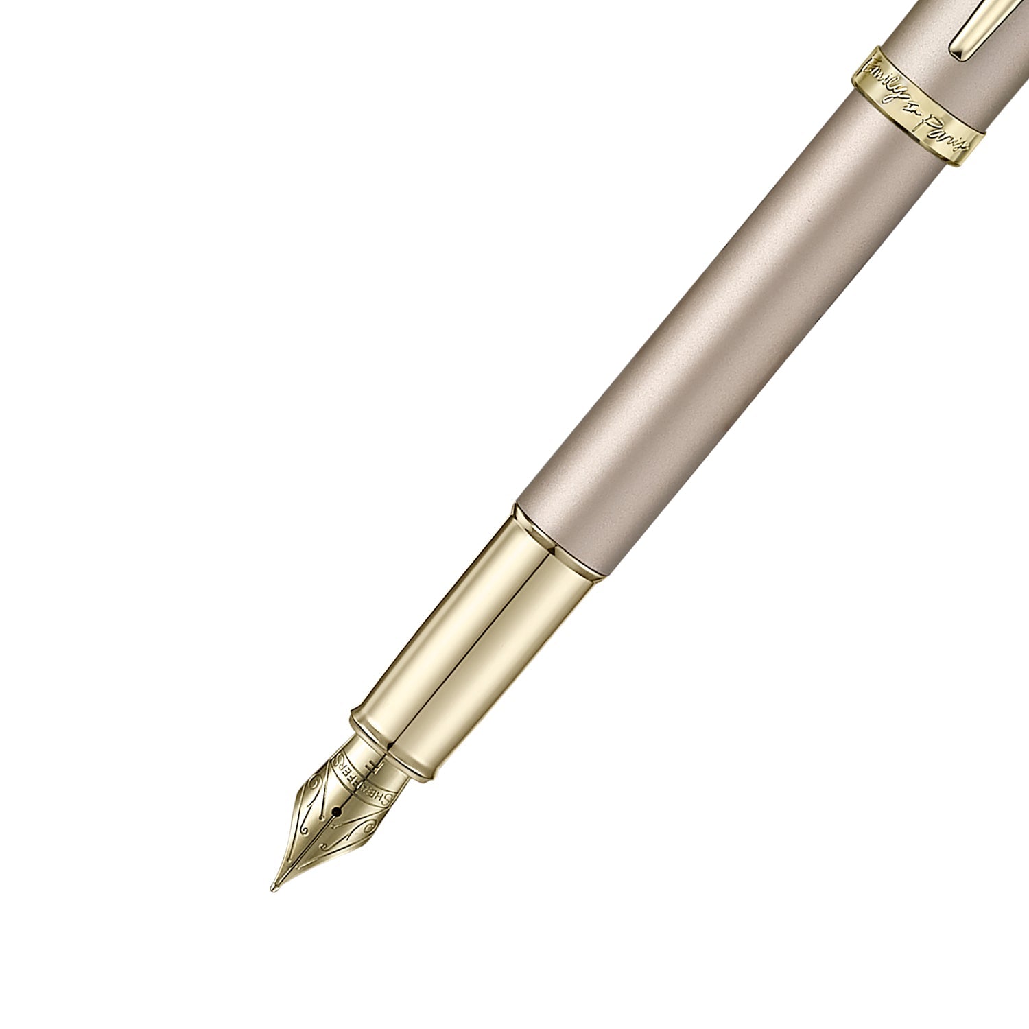 Sheaffer Emily in Paris champagne gold fountain pen, stainless steel nib detail