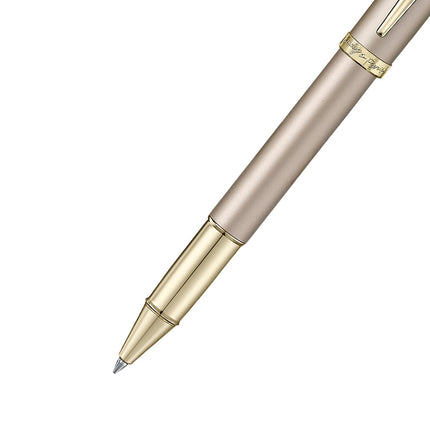 Sheaffer Emily in Paris champagne gold rollerball, cap removed showing grip section