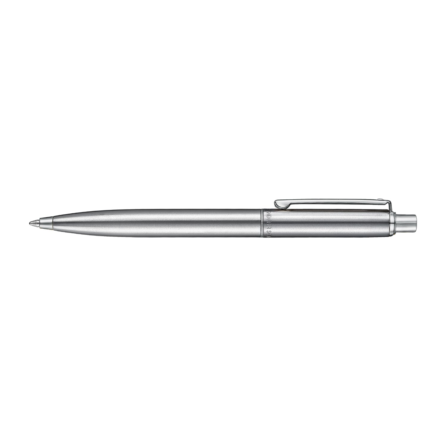 Sheaffer Sentinel brushed chrome ballpoint pen shown full length