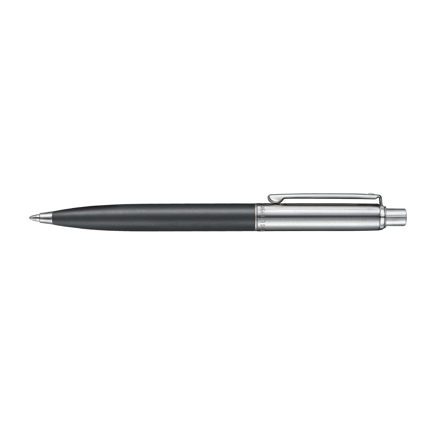 Sheaffer Sentinel matt black and chrome ballpoint pen shown full length