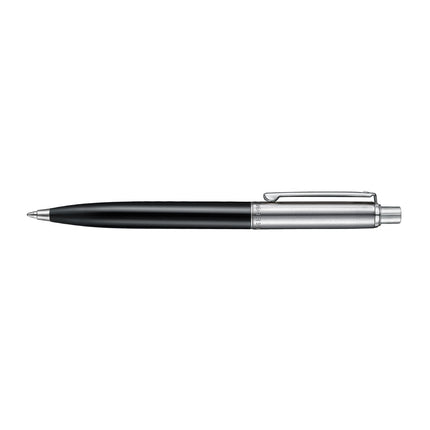 Sheaffer Sentinel gloss black and chrome ballpoint pen shown full length