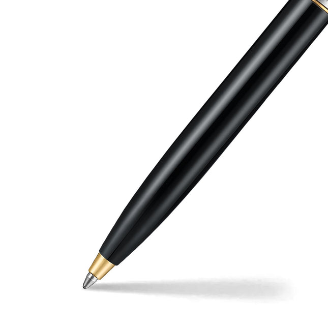 Sheaffer Sentinel gloss black ballpoint, gold-tone cap and clip detail