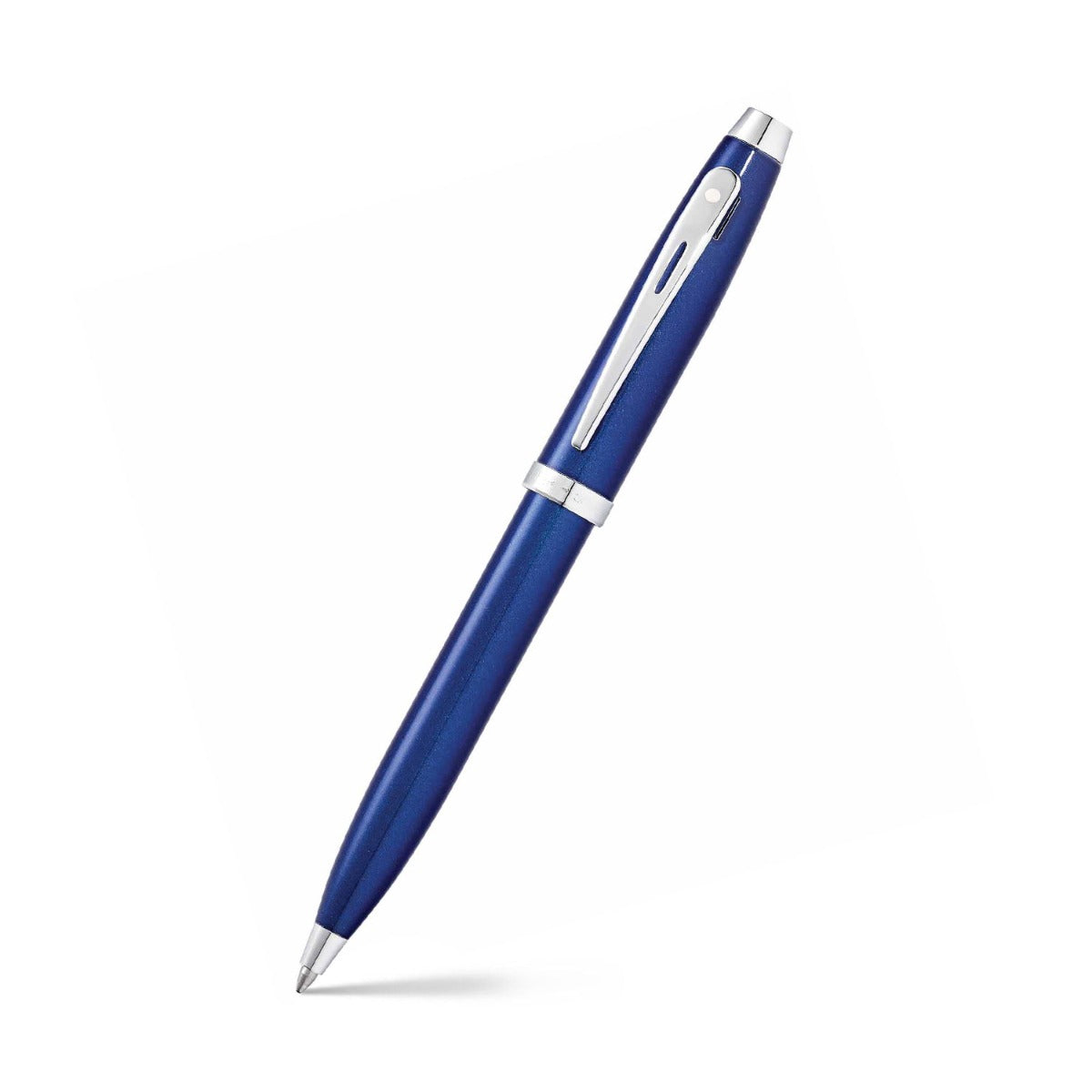 Sheaffer 100 ballpoint pen in glossy blue lacquer with polished chrome trims