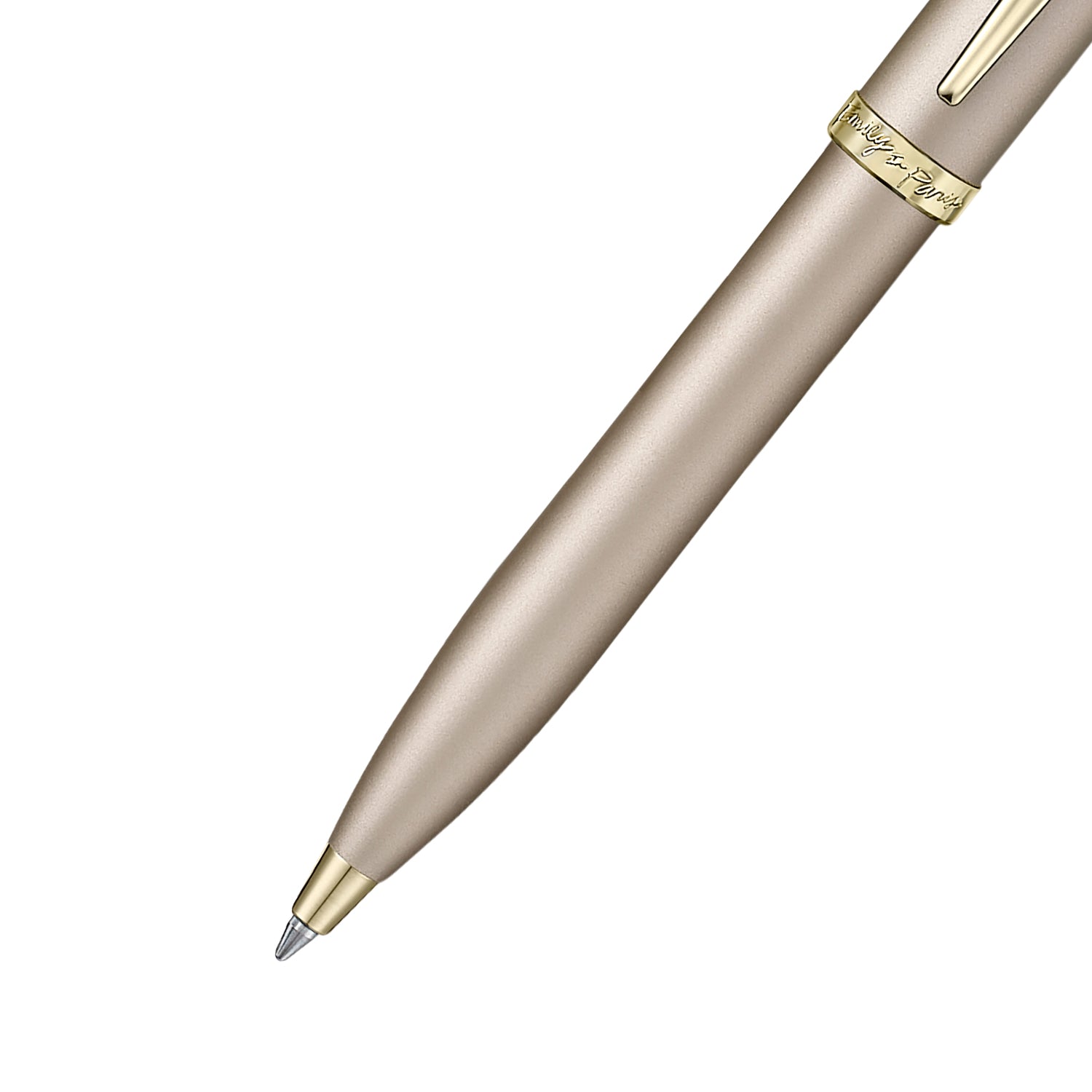 Sheaffer Emily in Paris champagne gold ballpoint, bow emblem and co-branded centre band