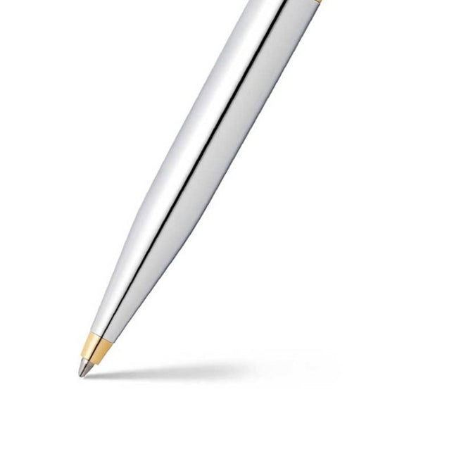 Sheaffer VFM chrome and gold ballpoint, clip and cap band detail