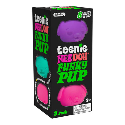 Nee Doh Teenie Funky Pup 3-pack packaging
