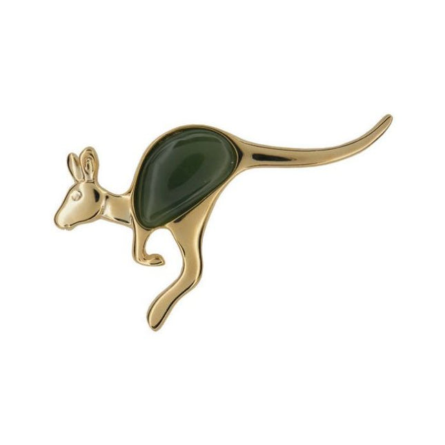 Jade Kangaroo Brooch - Gold Plated GO608