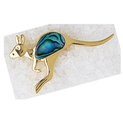 Paua Kangaroo Brooch - Gold Plated GP608