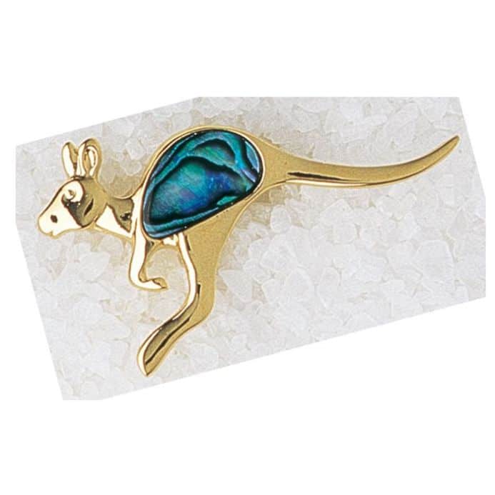 Paua Kangaroo Brooch - Gold Plated GP608