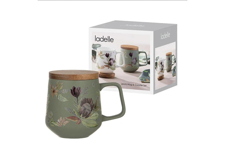 Leura Green Mug and Coaster Set