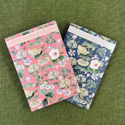 Notelet Set - Indigo and Coral Flora by Ozcorp