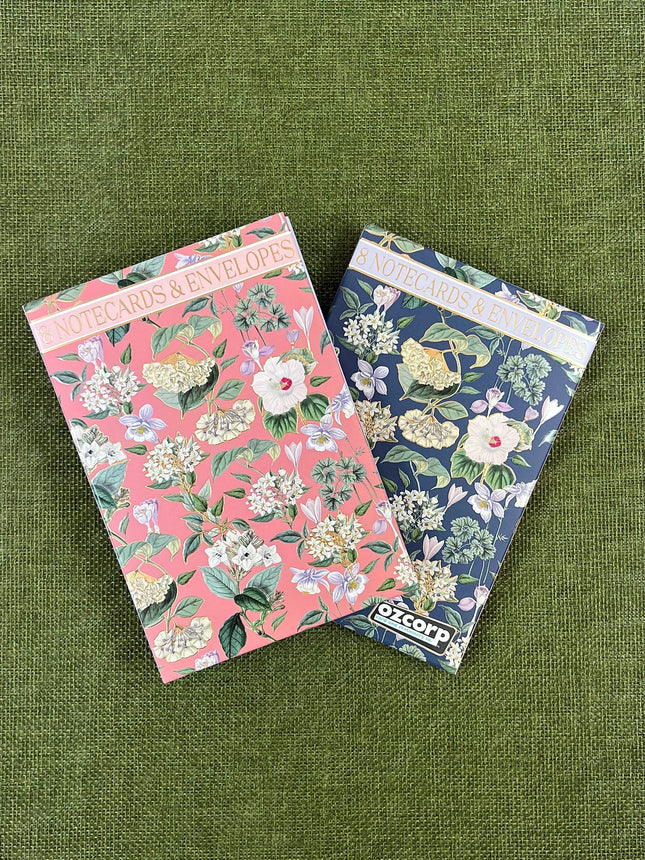 Notelet Set - Indigo and Coral Flora by Ozcorp