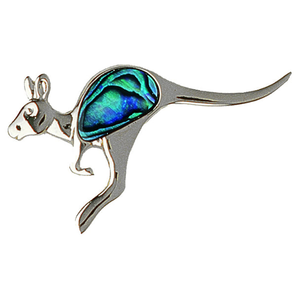 Paua Kangaroo Brooch - Palladium Plated PO608