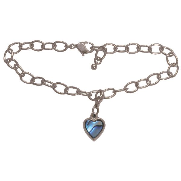Heart Charm Bracelet - Palladium Plated PO971