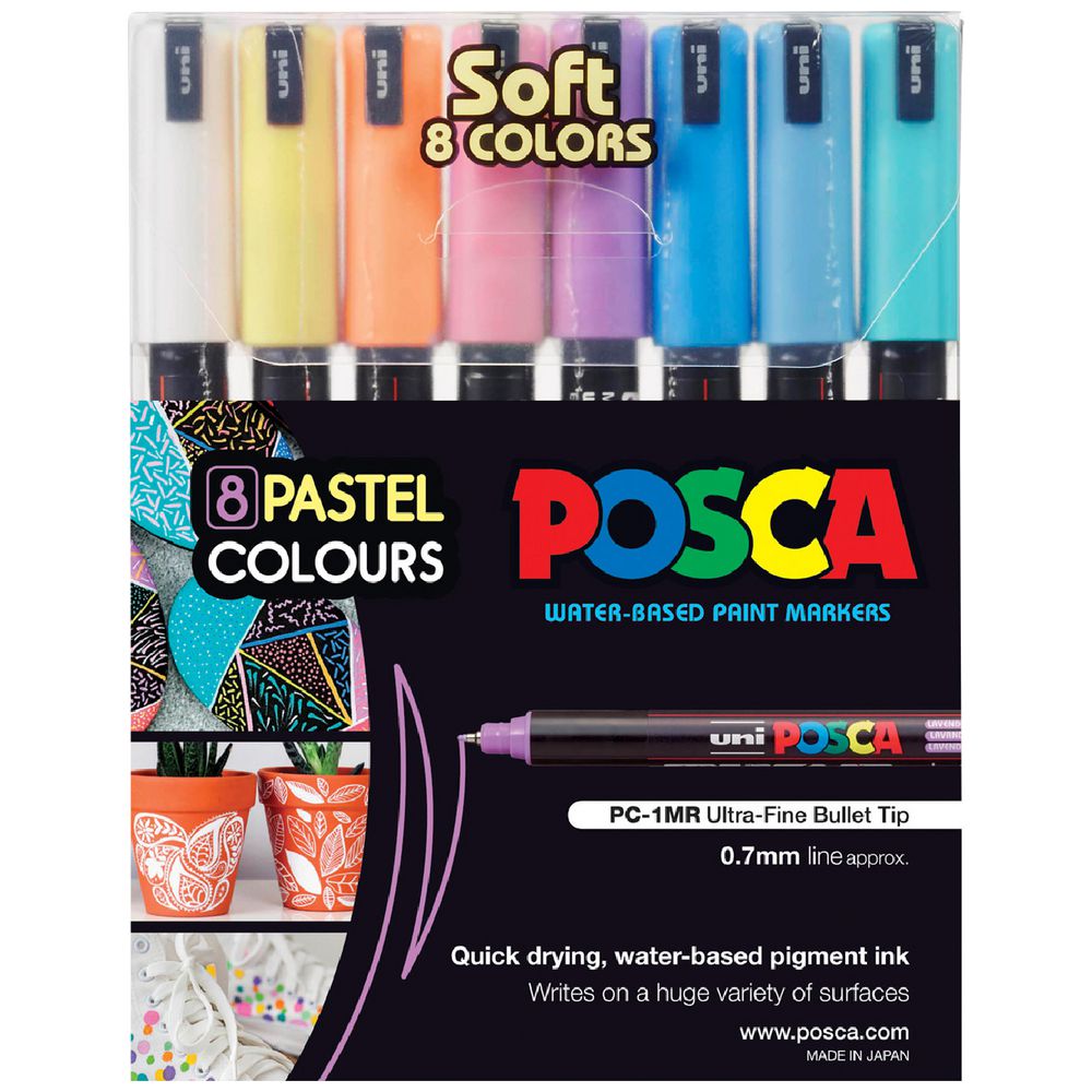 POSCA PC-1MR Ultra Fine Markers - 8 Pastel Colour Pack