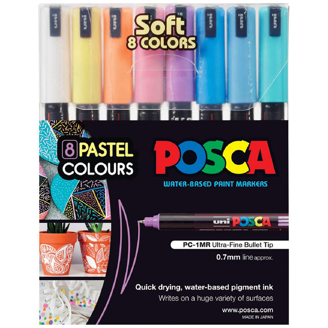 POSCA PC-1MR Ultra Fine Markers - 8 Pastel Colour Pack