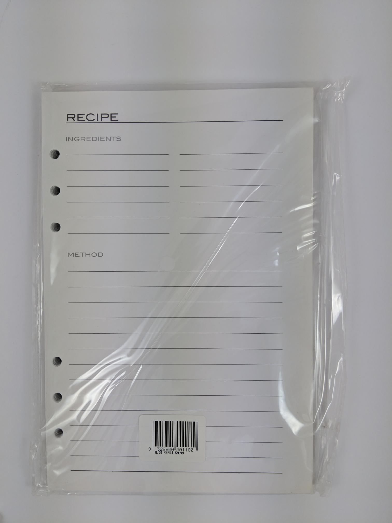 Recipe Journal - Refill Sheets by Ozcorp