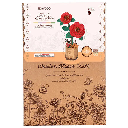 Rowood Wooden Flower Bouquet - Red Camellia