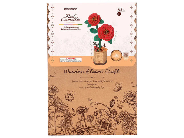 Rowood Wooden Flower Bouquet - Red Camellia