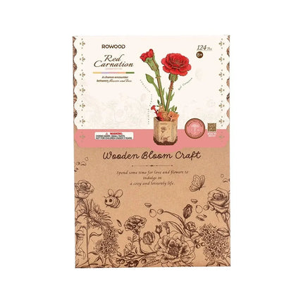 Rowood Wooden Flower Bouquet - Red Carnation