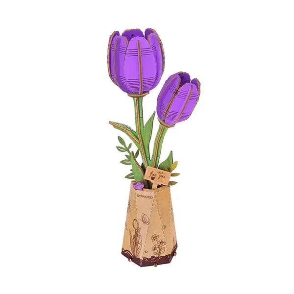 Rowood Wooden Flower Bouquet - Purple Tulip