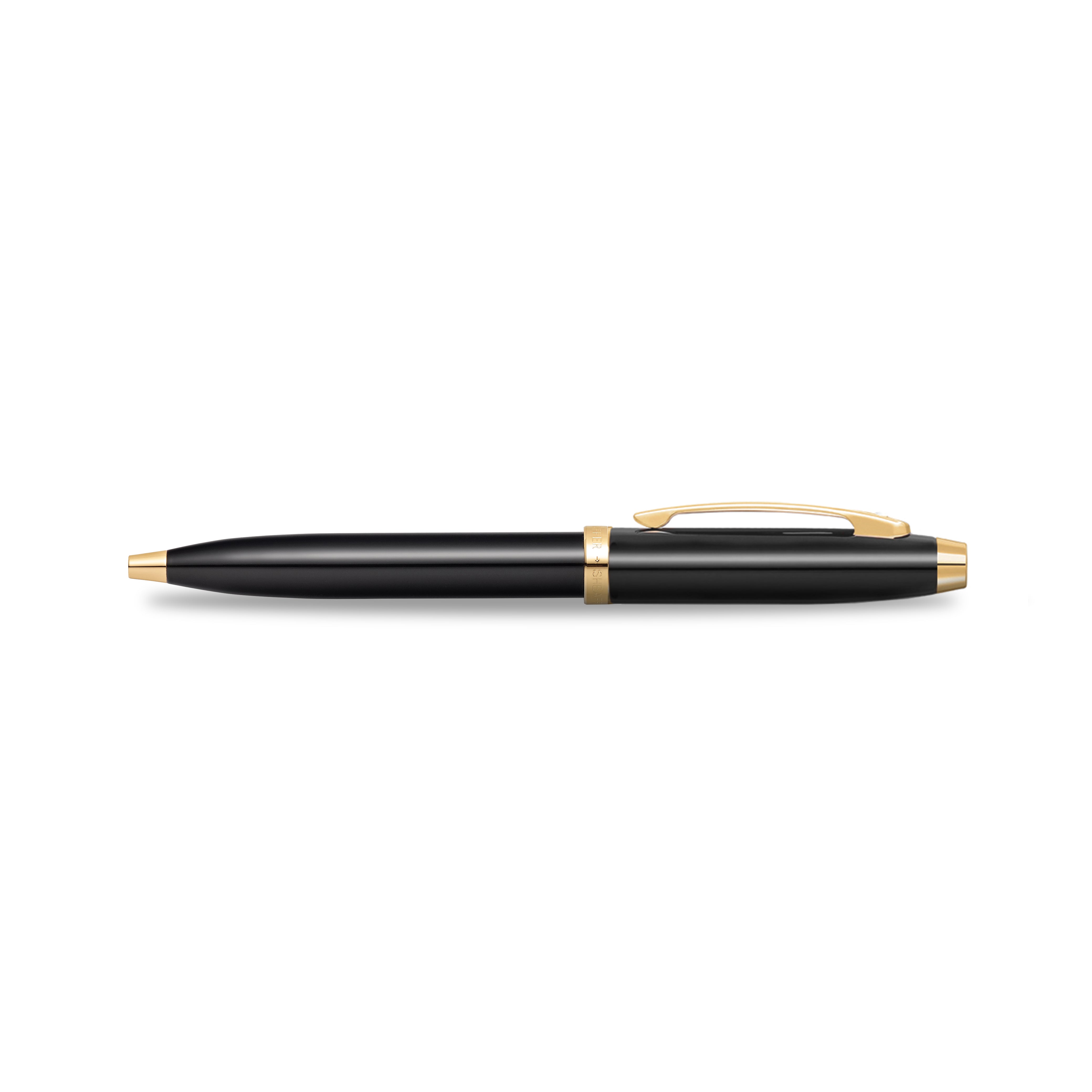 Sheaffer 100 ballpoint pen in gloss black lacquer with gold-tone trims