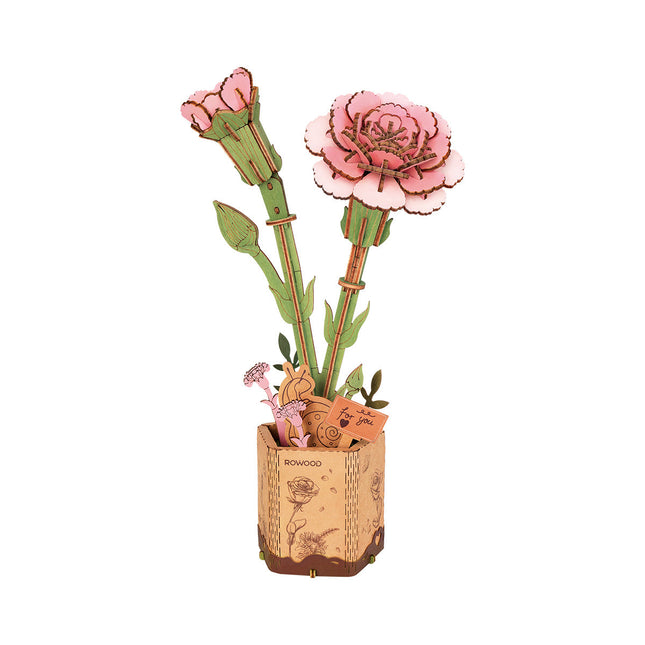 Rowood Wooden Flower Bouquet - Pink Carnation