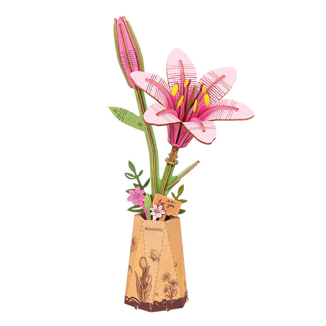 Rowood Wooden Flower Bouquet - Pink Lily